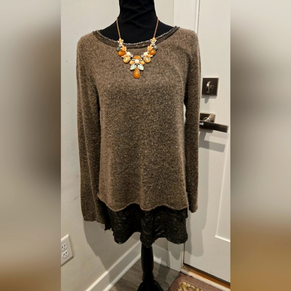 Anthropologie Brown Knit Long-Sleeve Sweater